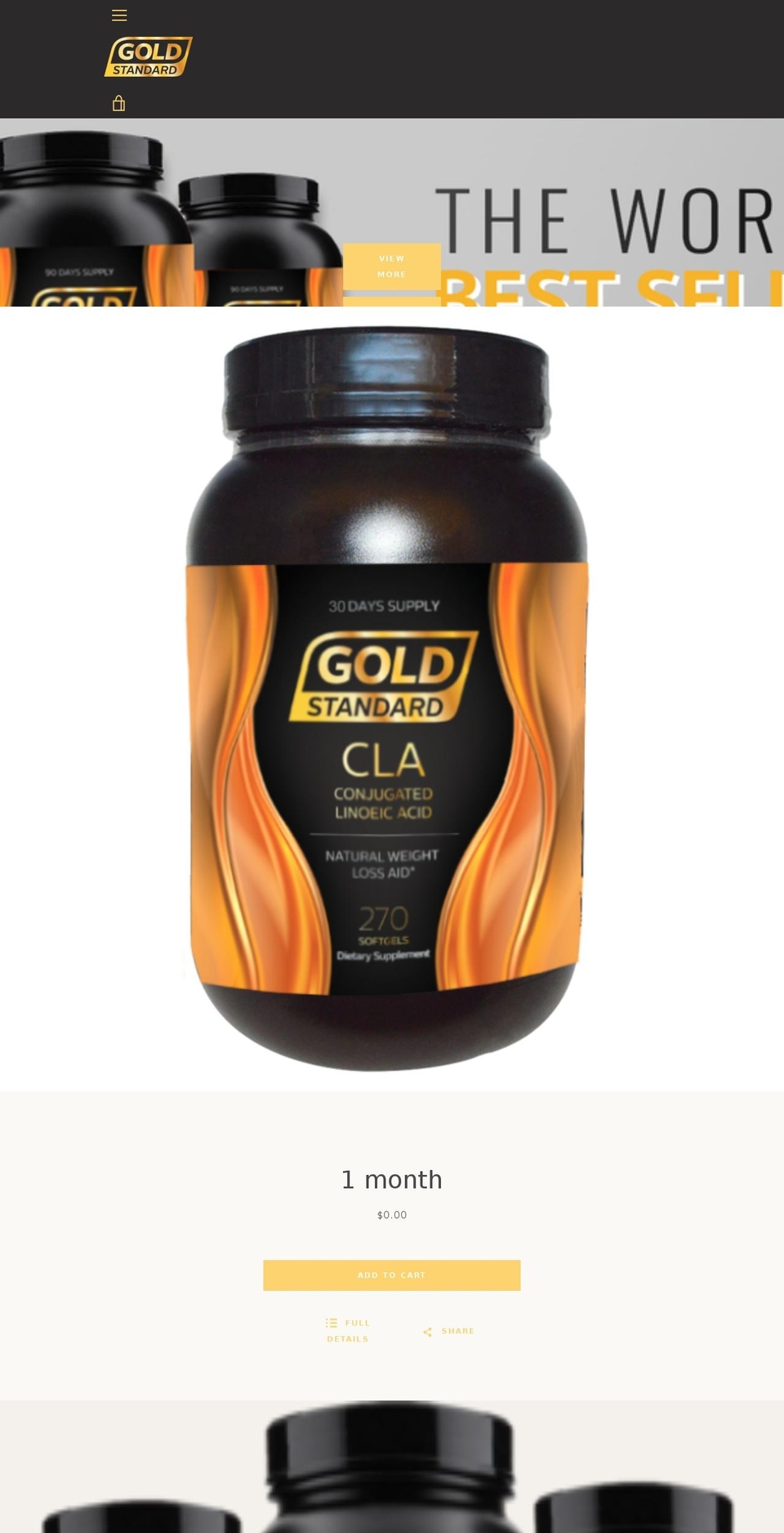 goldstandardcla.com — Shopify storefront screenshot