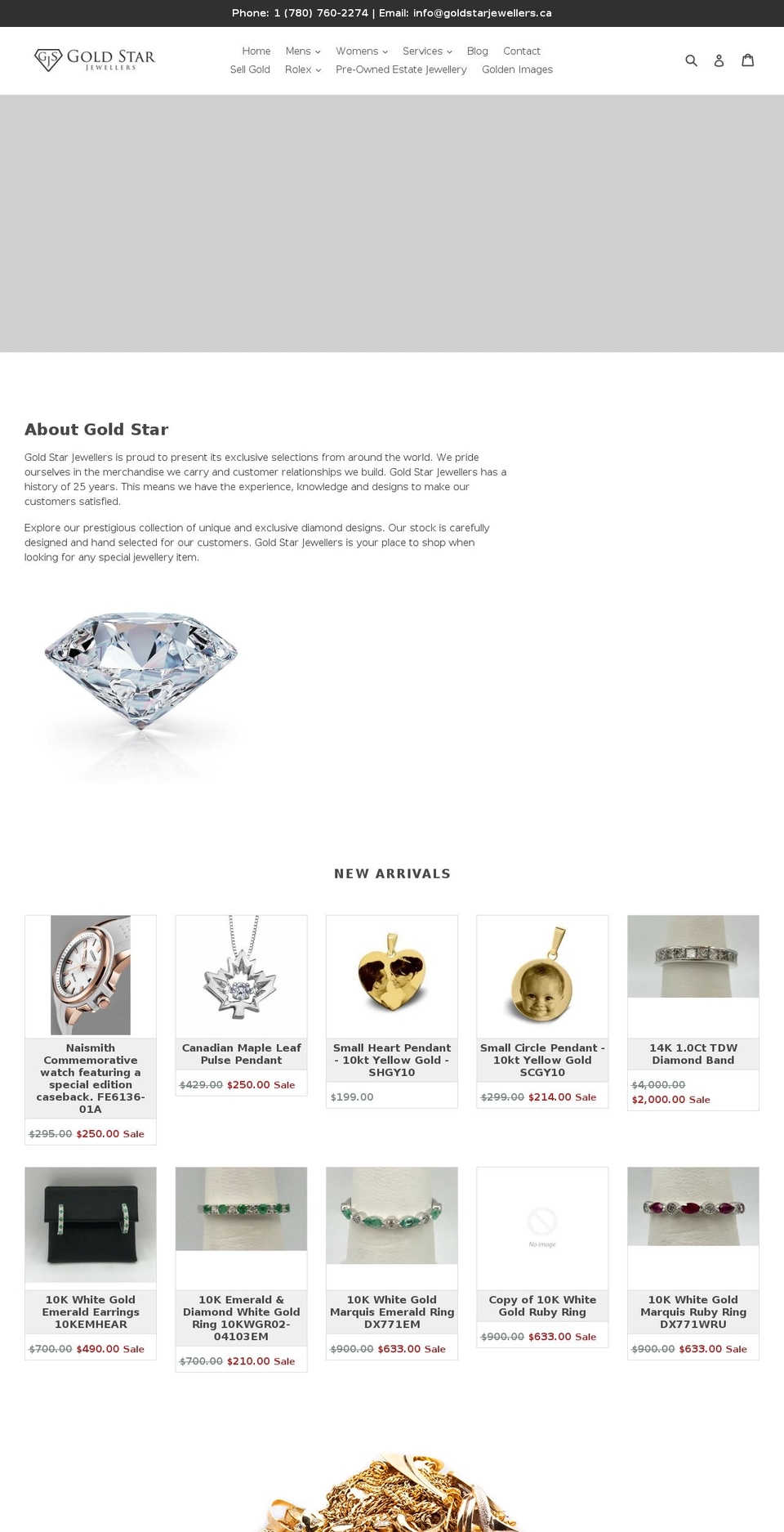 goldstardiamonds.ca shopify website screenshot