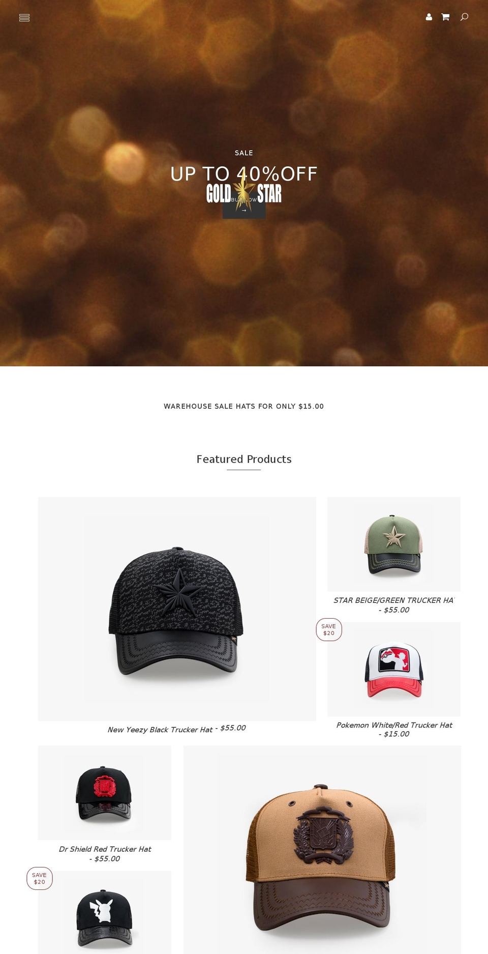 goldstarhat.com shopify website screenshot