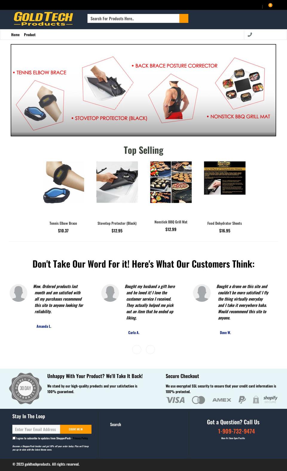 goldtechproducts.com shopify website screenshot