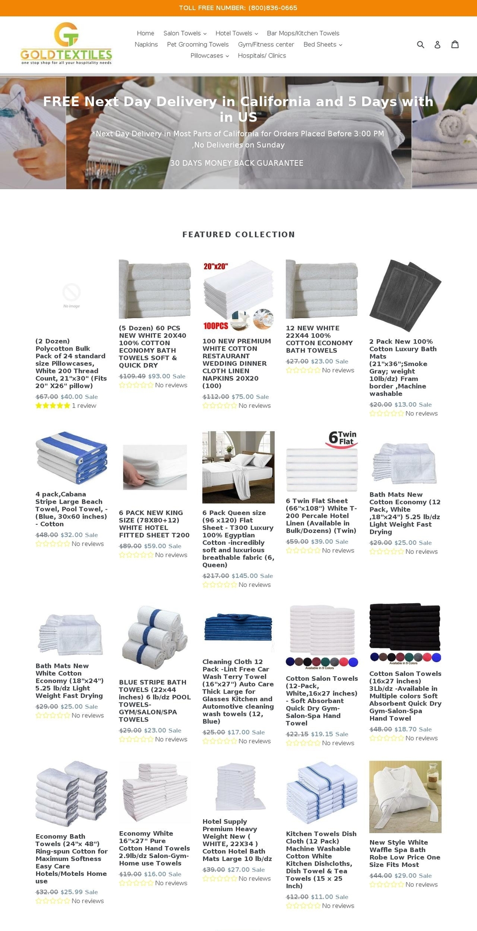 goldtextiles.com — Shopify storefront screenshot