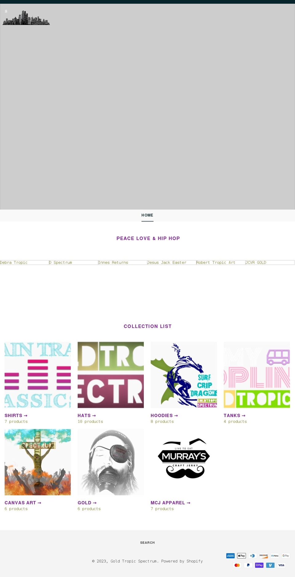 goldtropicspectrum.com shopify website screenshot