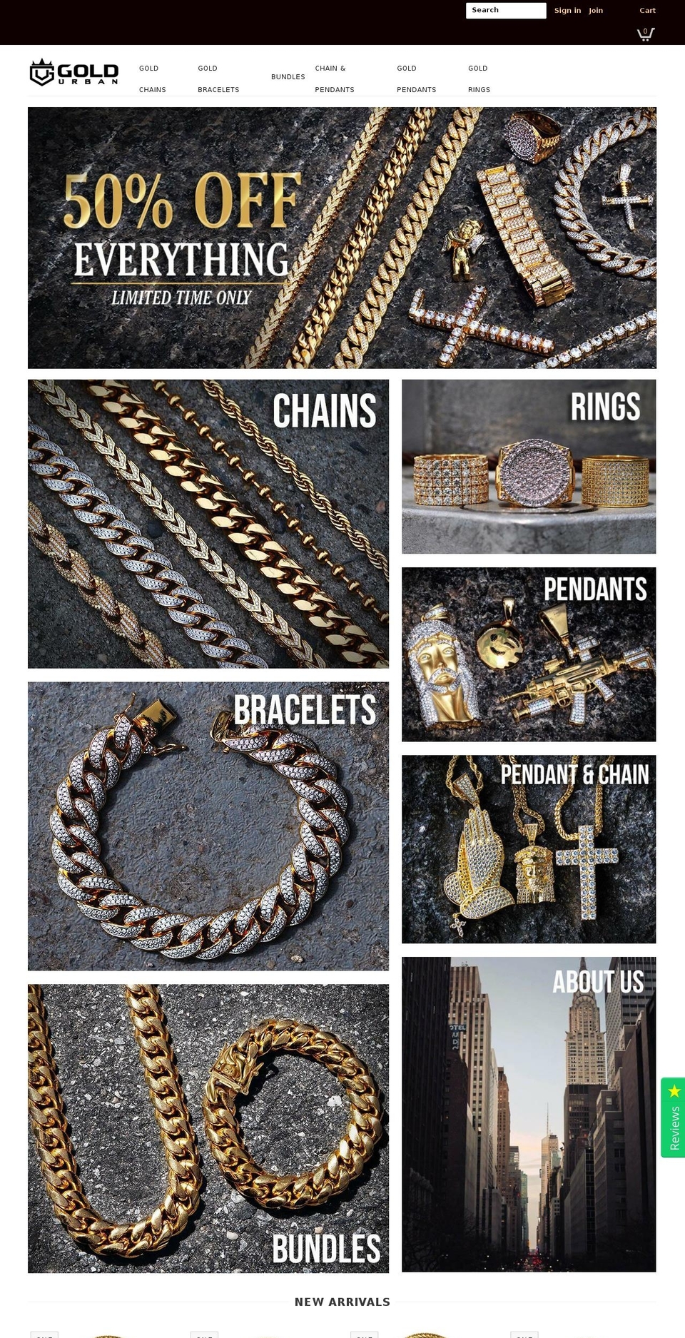 goldurban.com shopify website screenshot