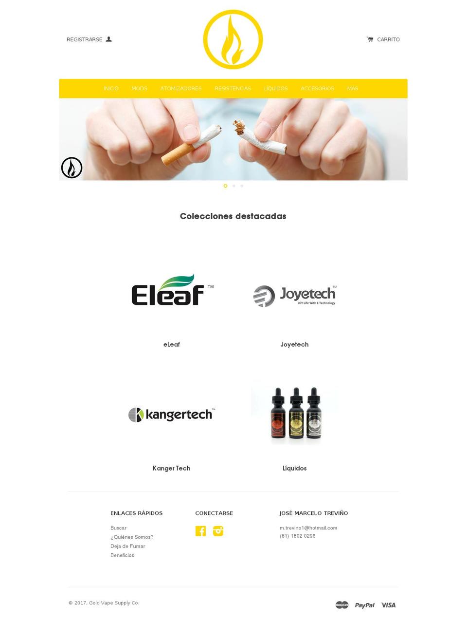 goldvapesupply.com shopify website screenshot