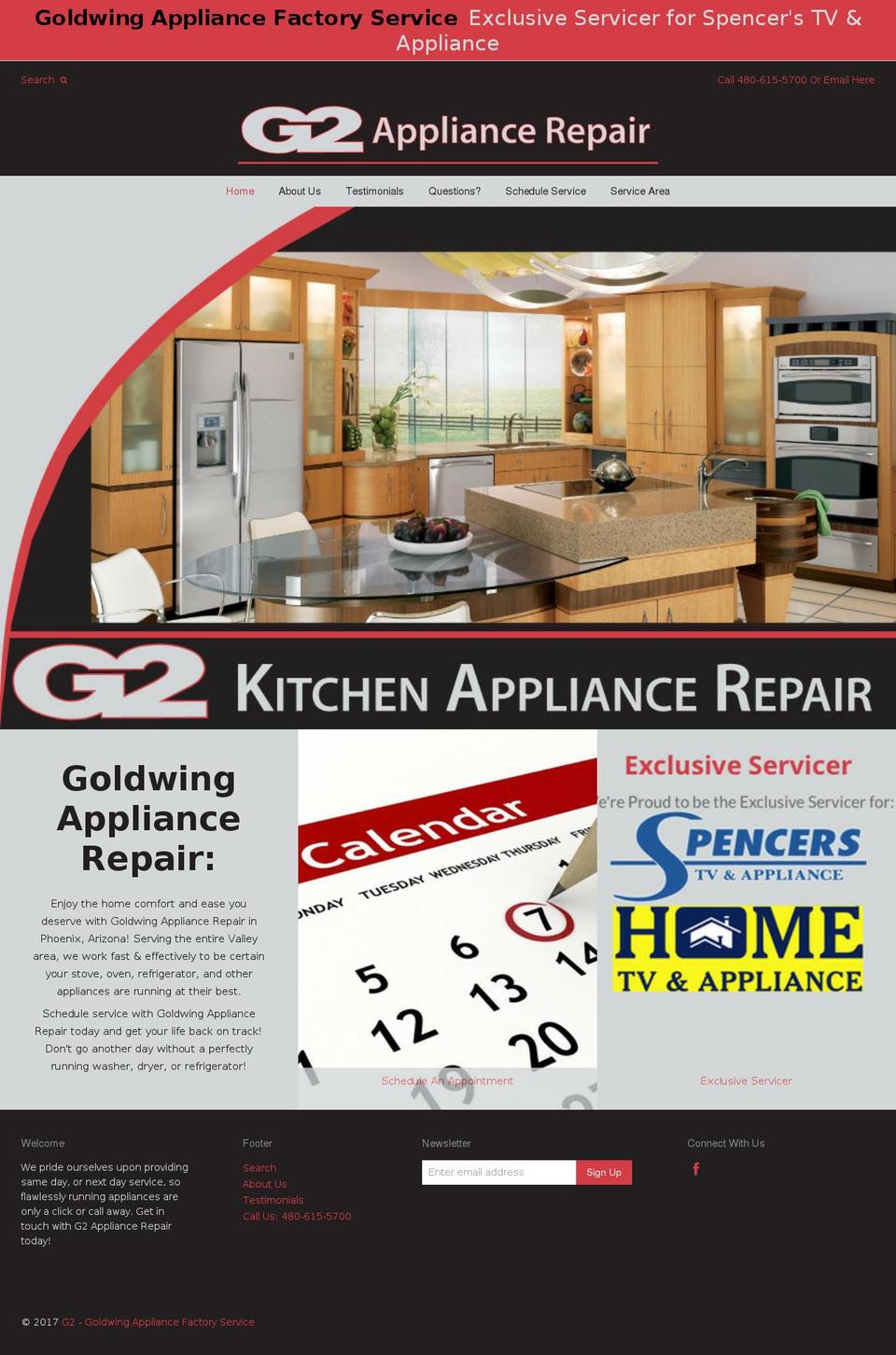 goldwingappliancerepair.com shopify website screenshot