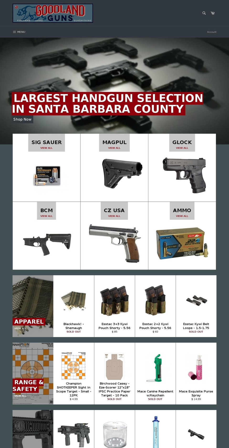 goletavalleyguns.com shopify website screenshot