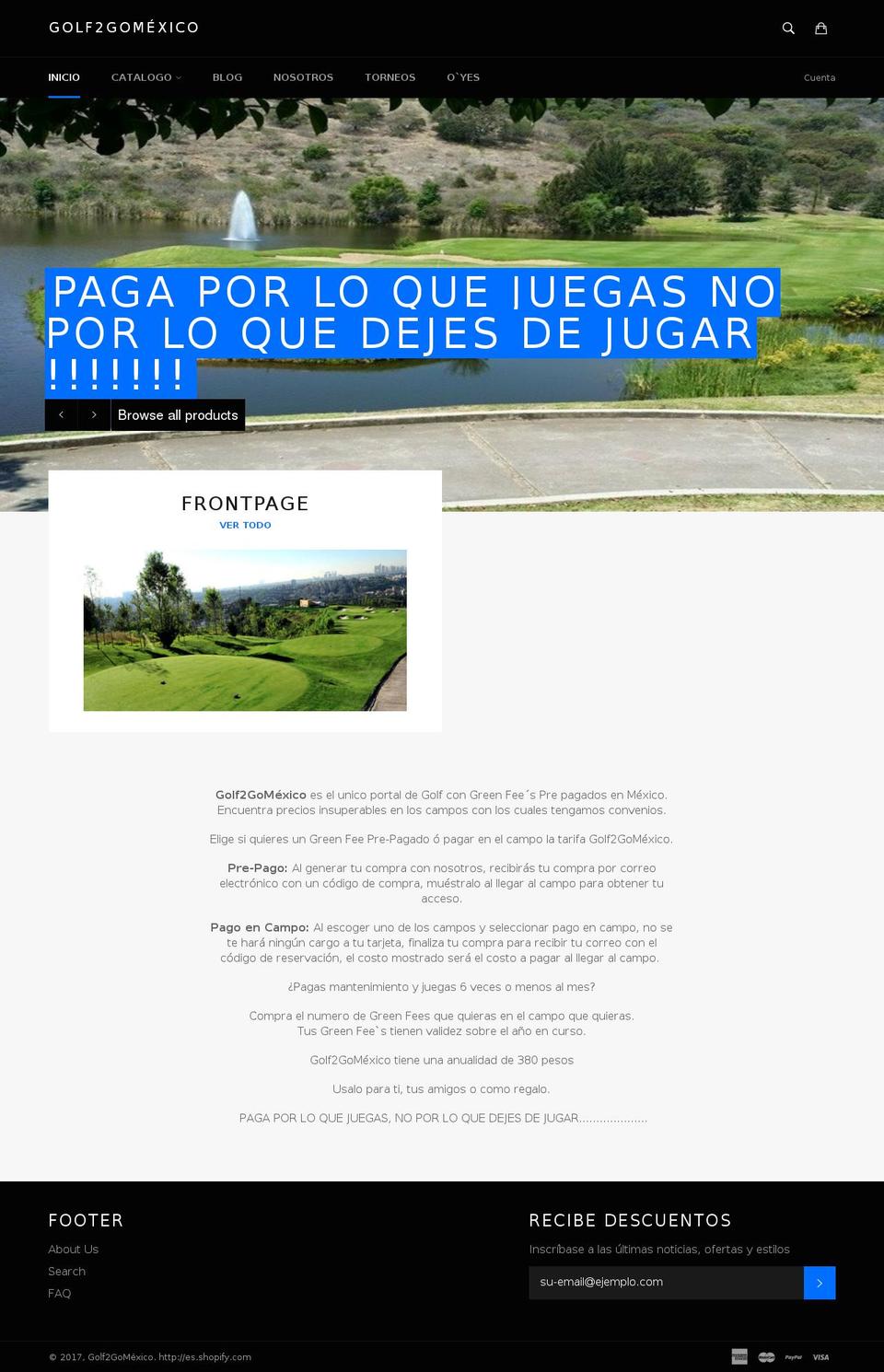 golf2gomexico.com shopify website screenshot