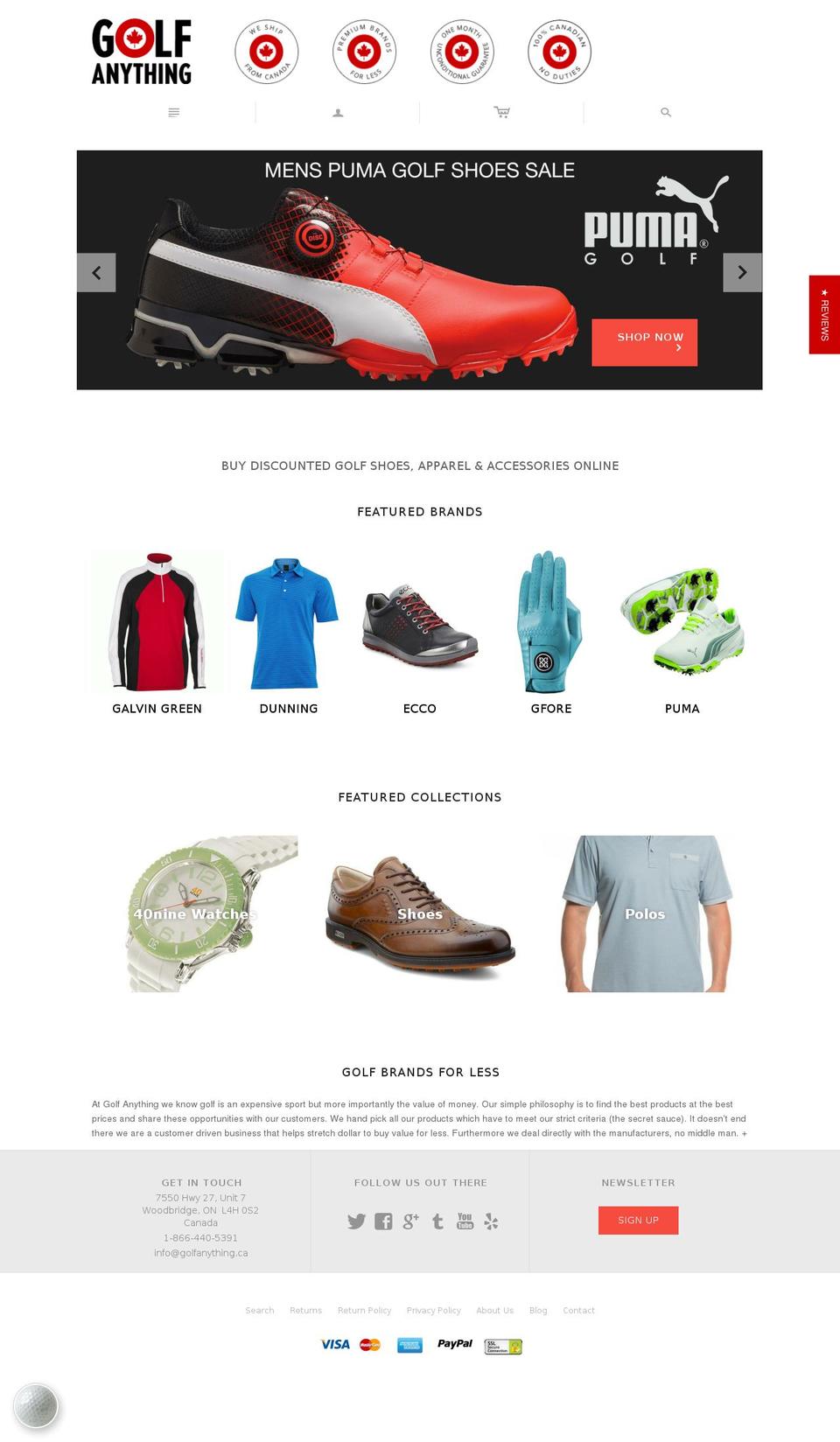 Expanse Shopify theme site example golfanything.ca