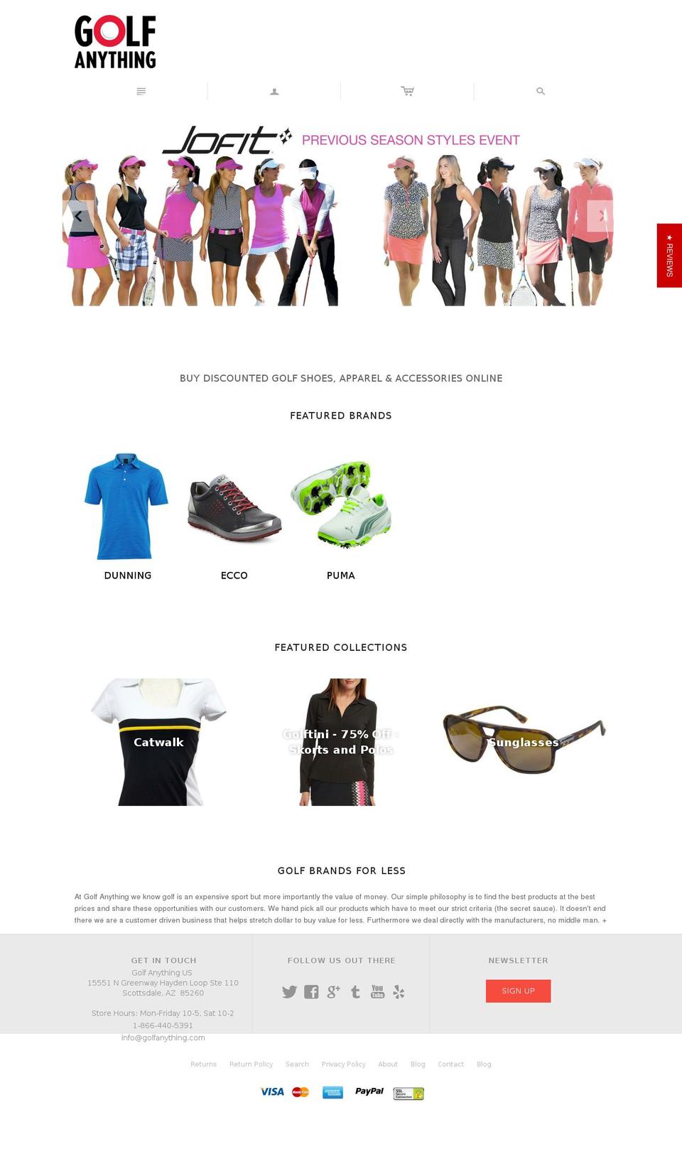golfanythingoutlet.com shopify website screenshot