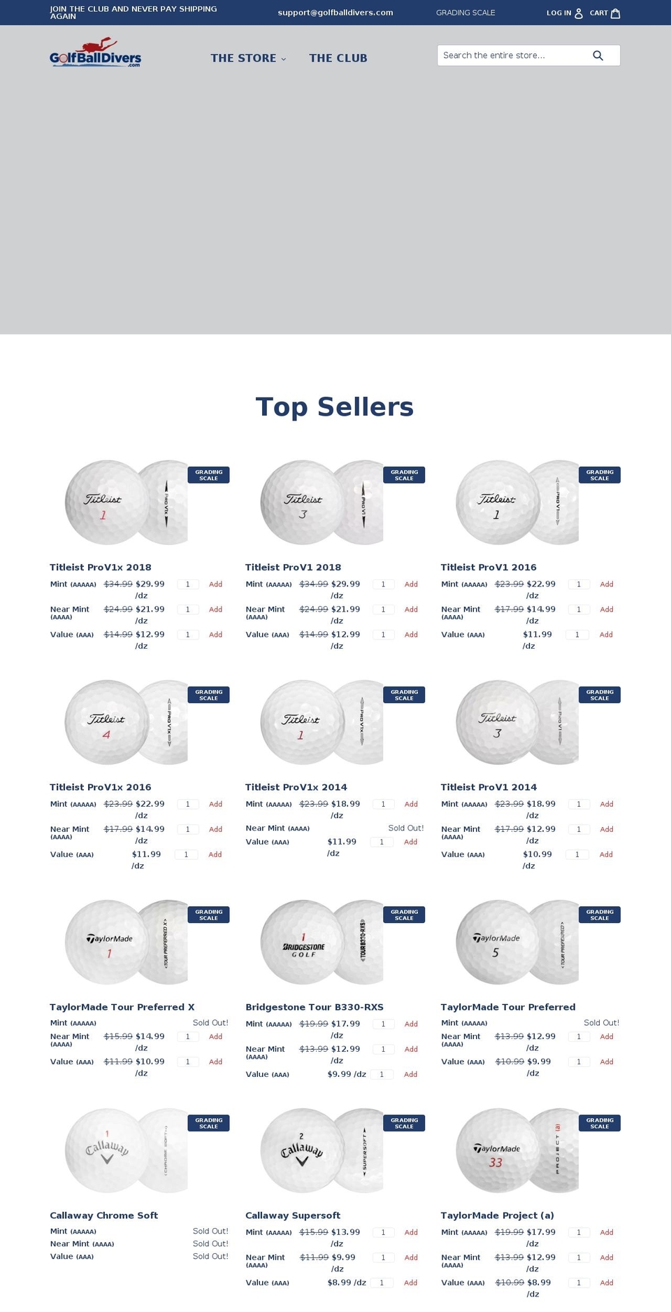 golfballdivers.com shopify website screenshot