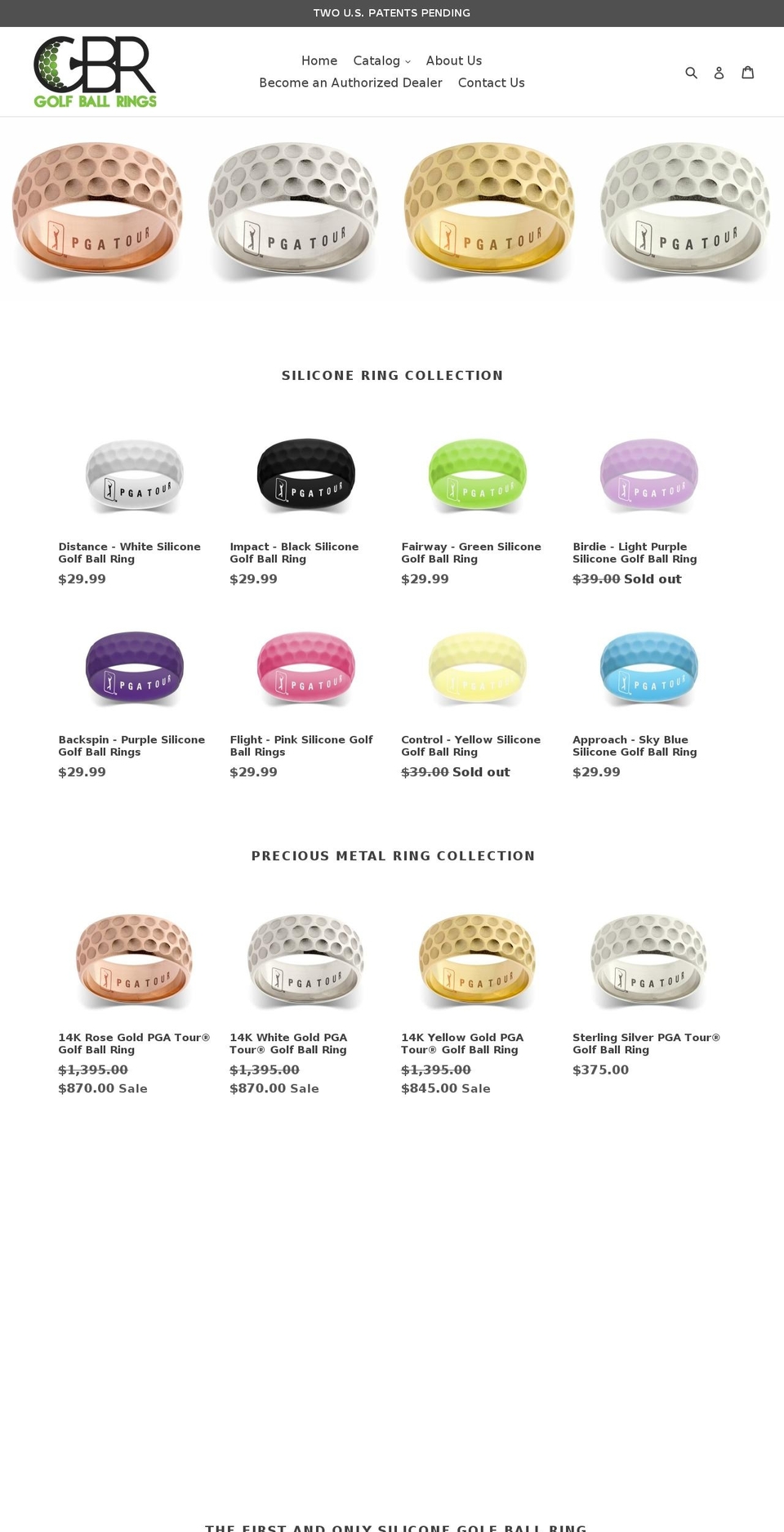 golfballrings.com — Shopify storefront screenshot