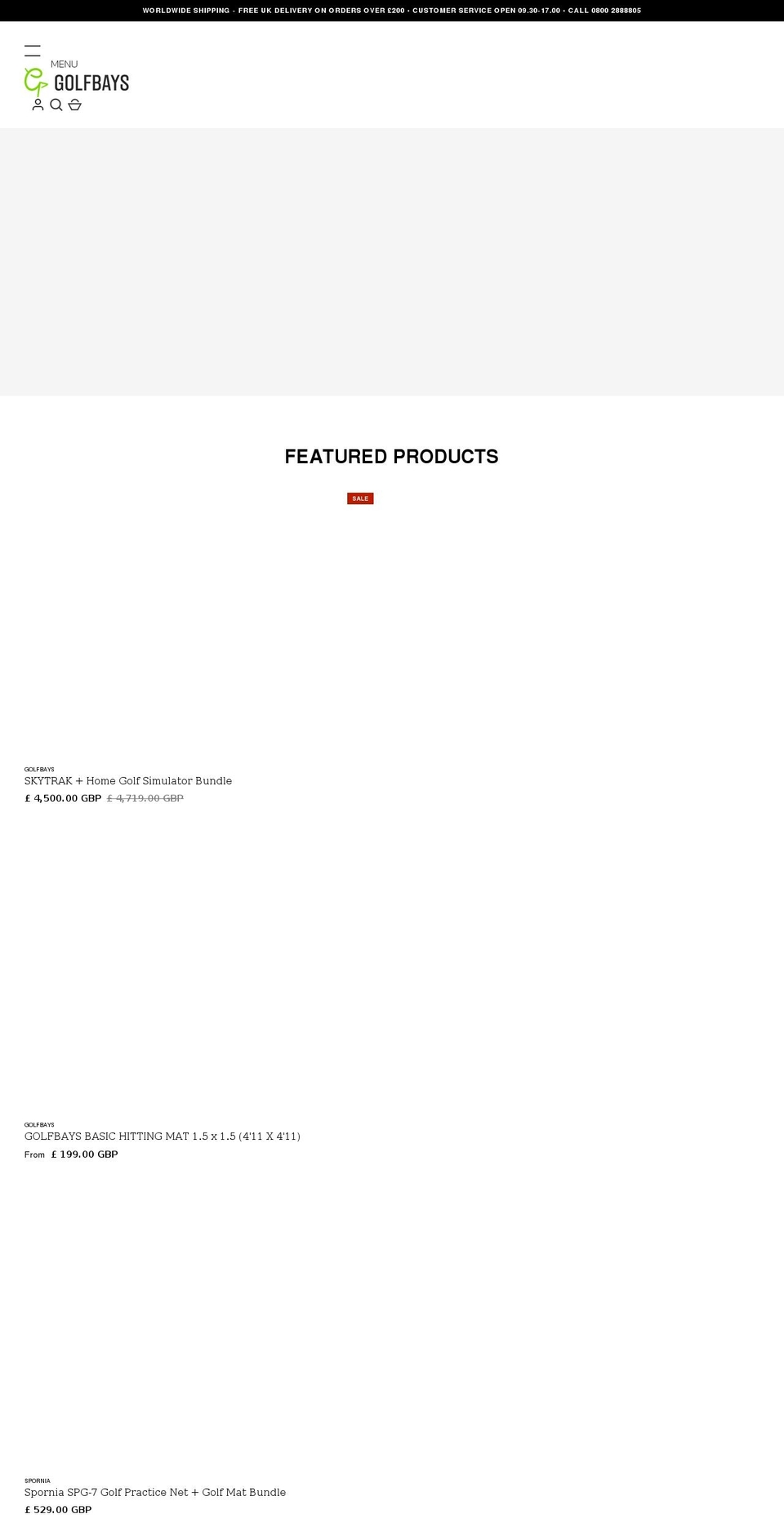 golfbays.co.uk shopify website screenshot