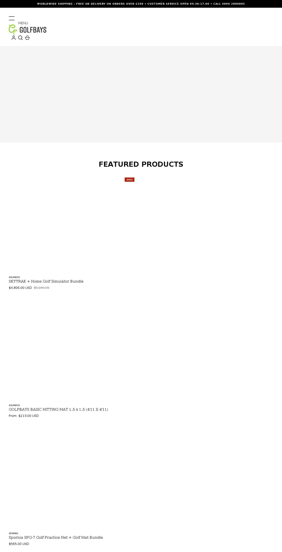golfbays.com shopify website screenshot