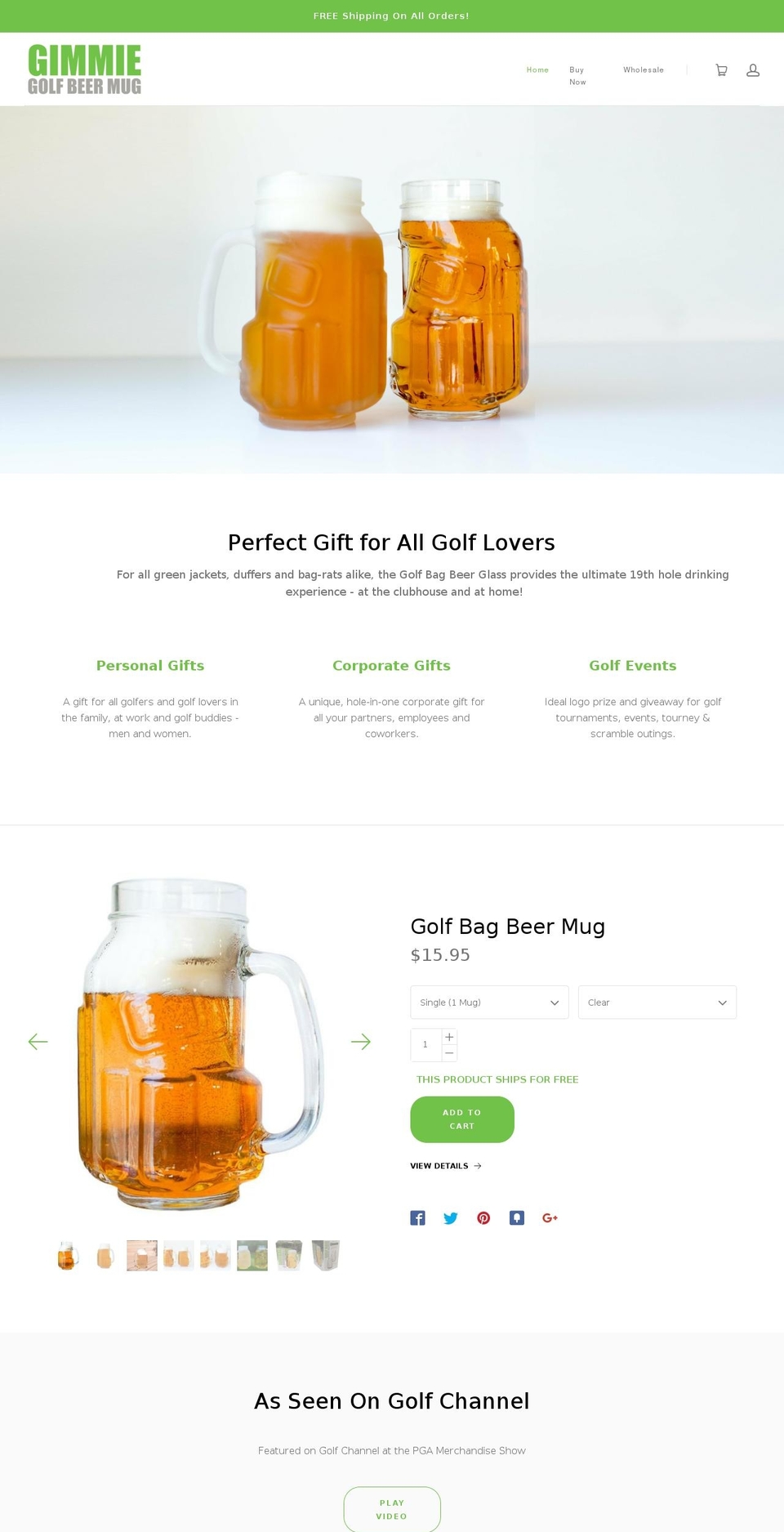 golfbeermug.com shopify website screenshot
