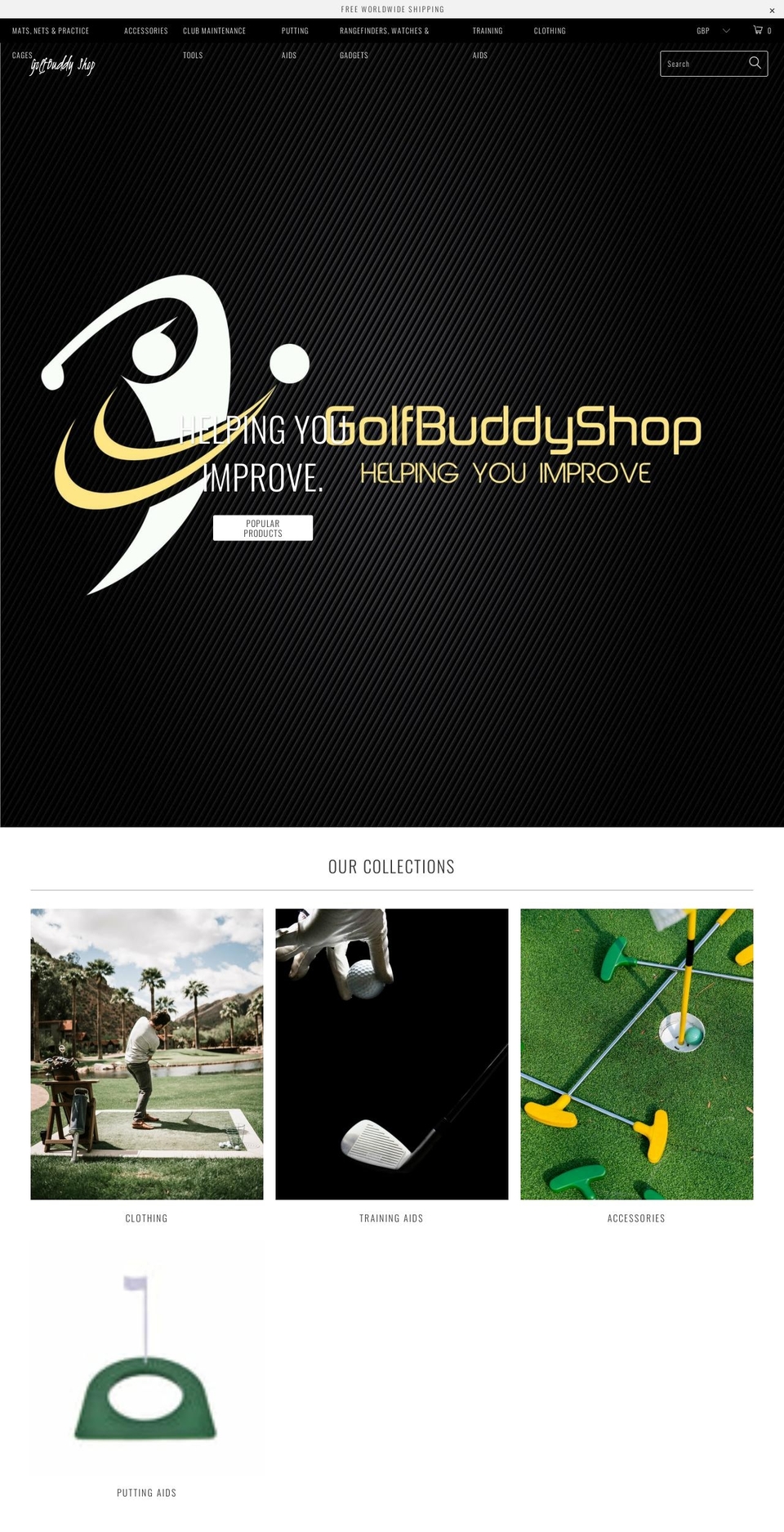 golfbuddyshop.co.uk shopify website screenshot