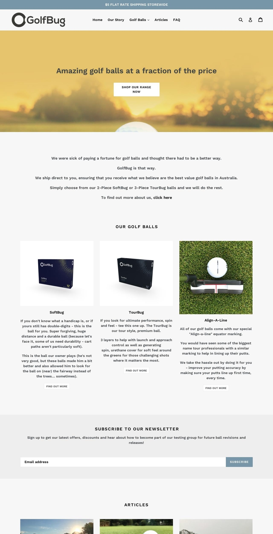 golfbug.com.au shopify website screenshot