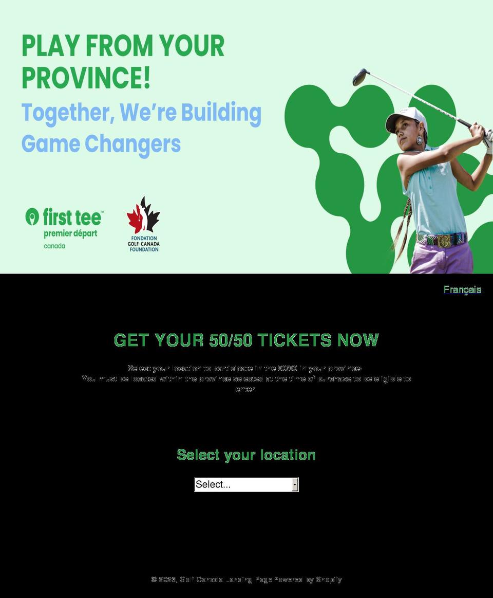 golfcanada5050.com shopify website screenshot