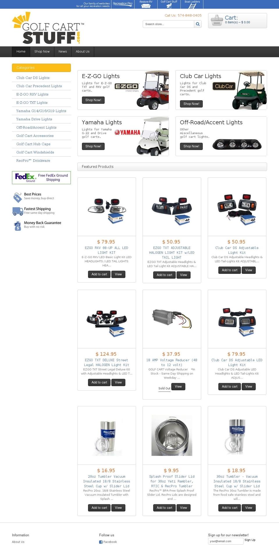golfcartlightkit.com shopify website screenshot