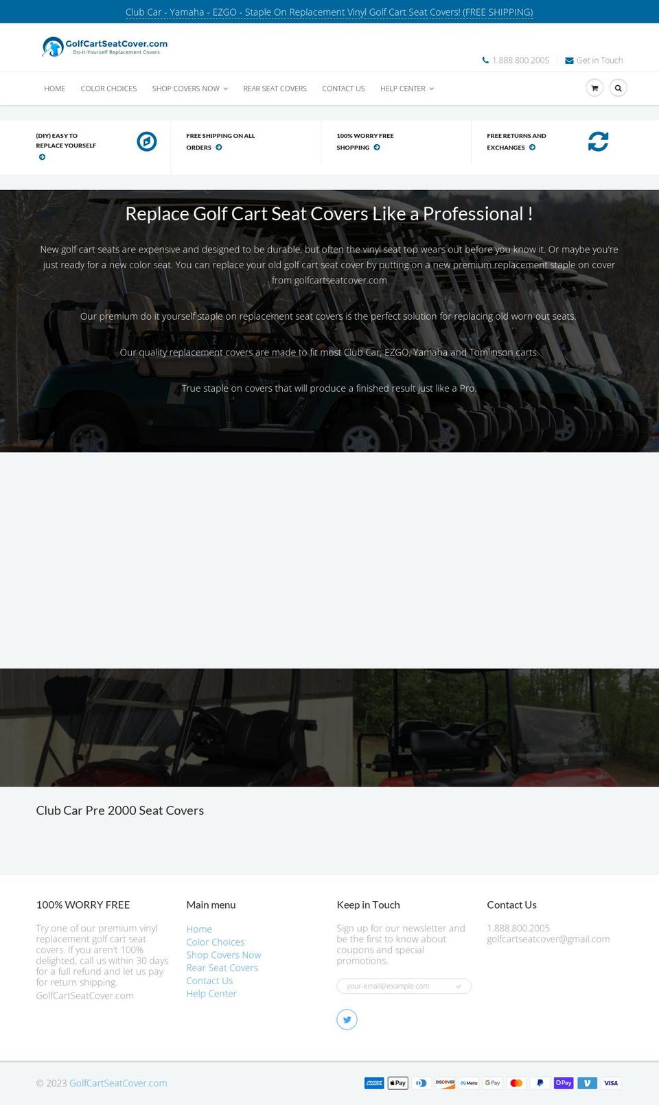 golfcartseatcover.com shopify website screenshot