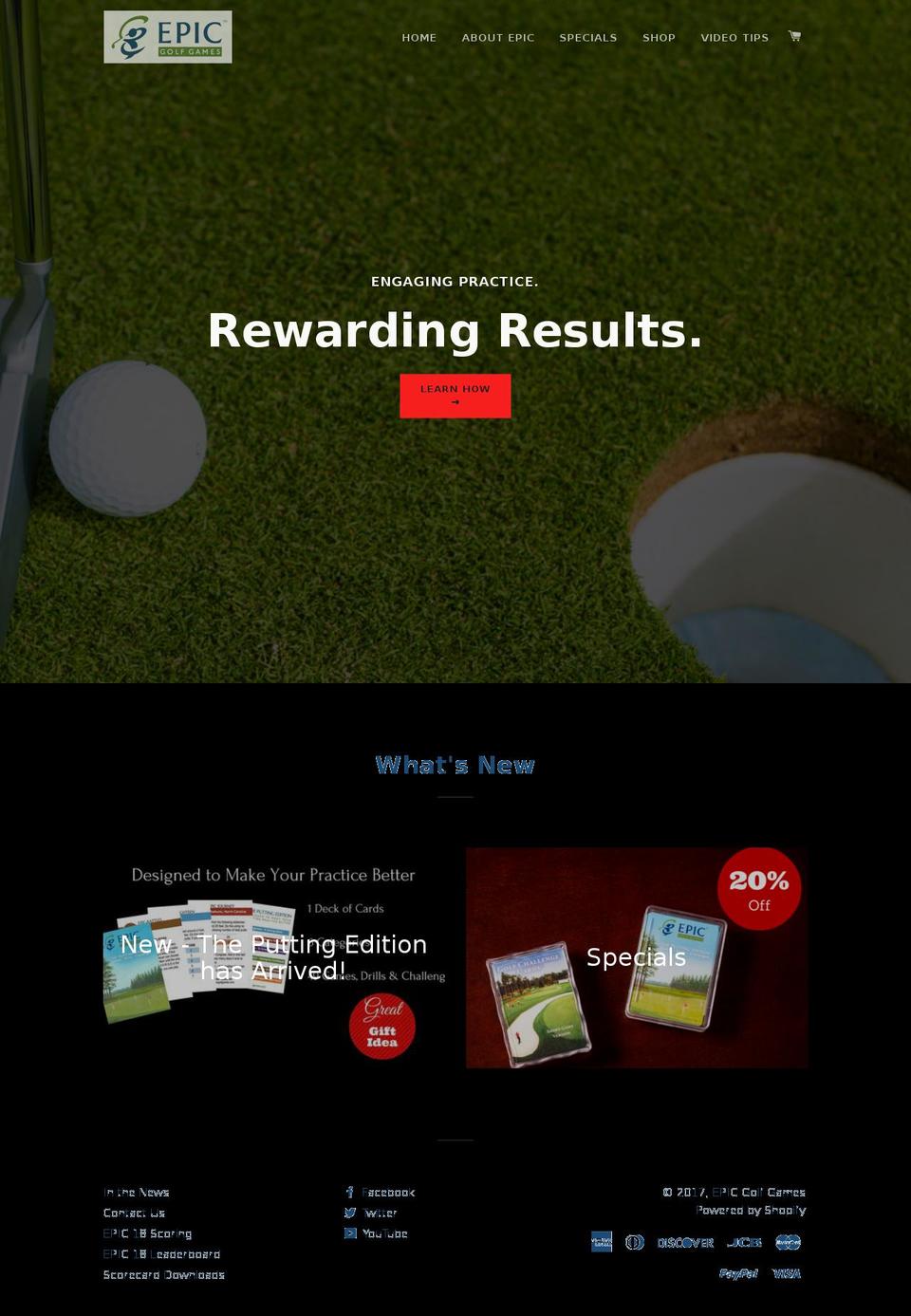 EPIC GC2 Shopify theme site example golfchallengecards.com
