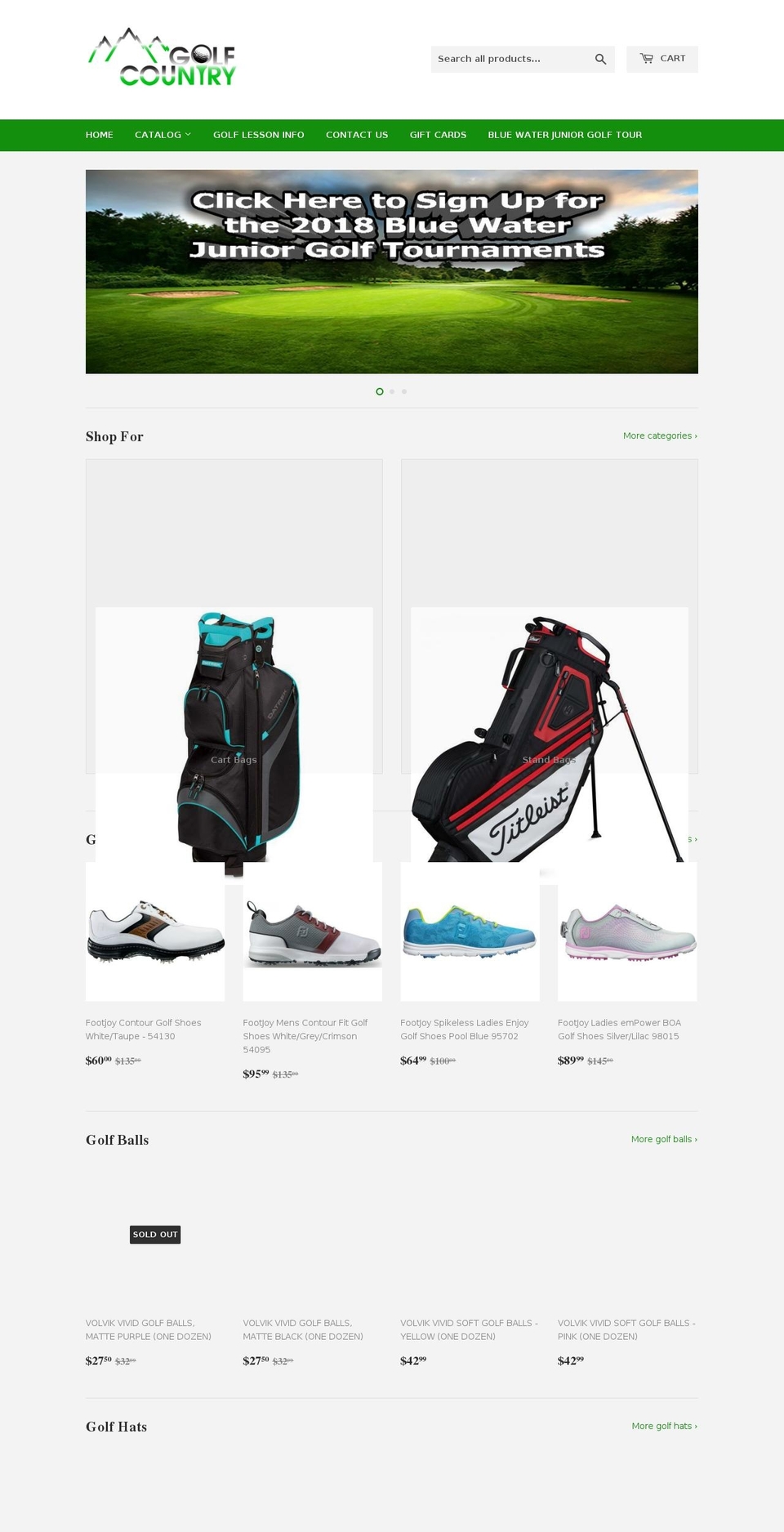 golfcountryonline.com shopify website screenshot