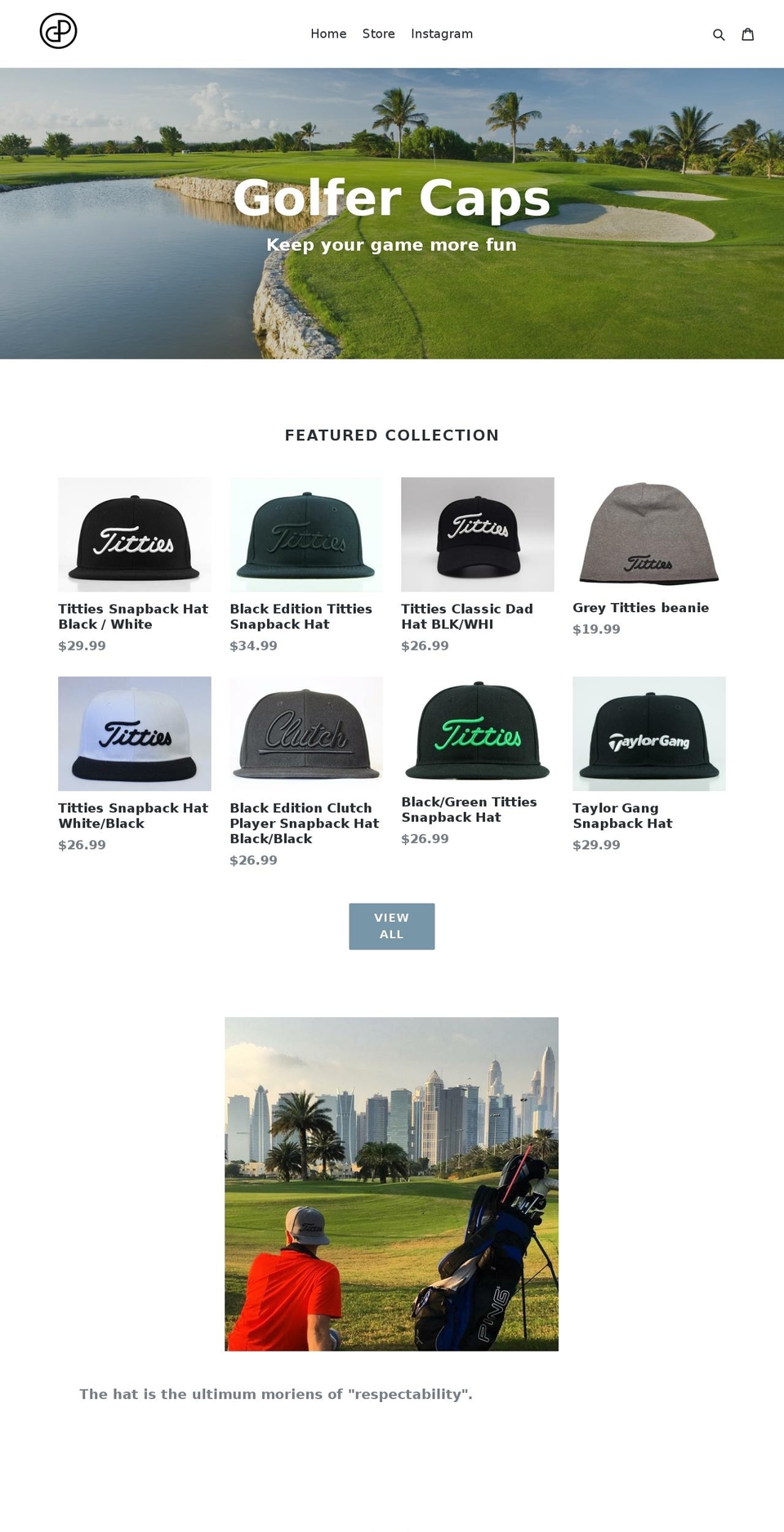 golfercaps.com — Shopify storefront screenshot