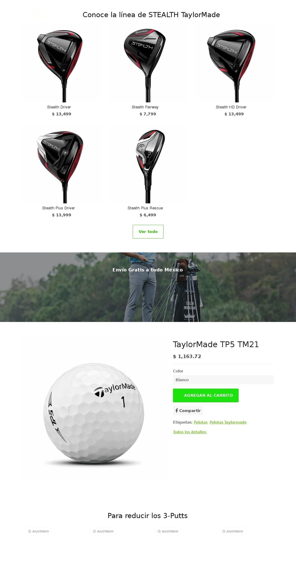 golfersinmx.com shopify website screenshot