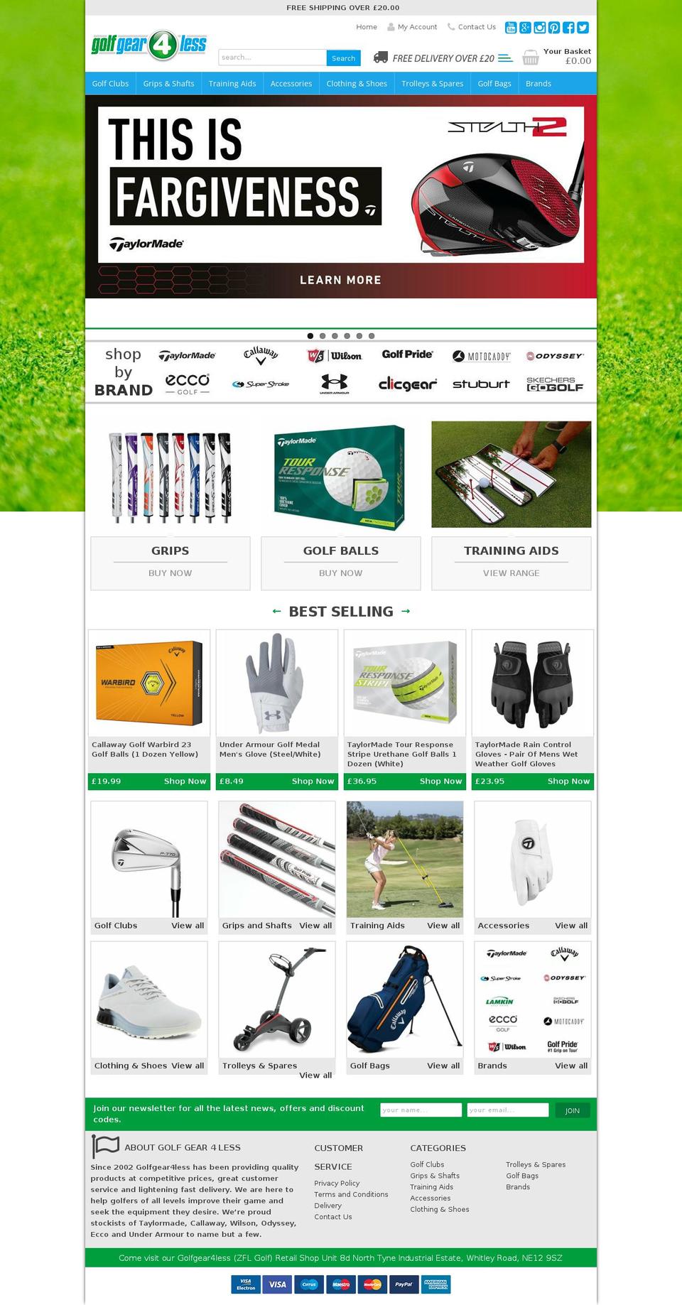 golfgear4less.co.uk shopify website screenshot