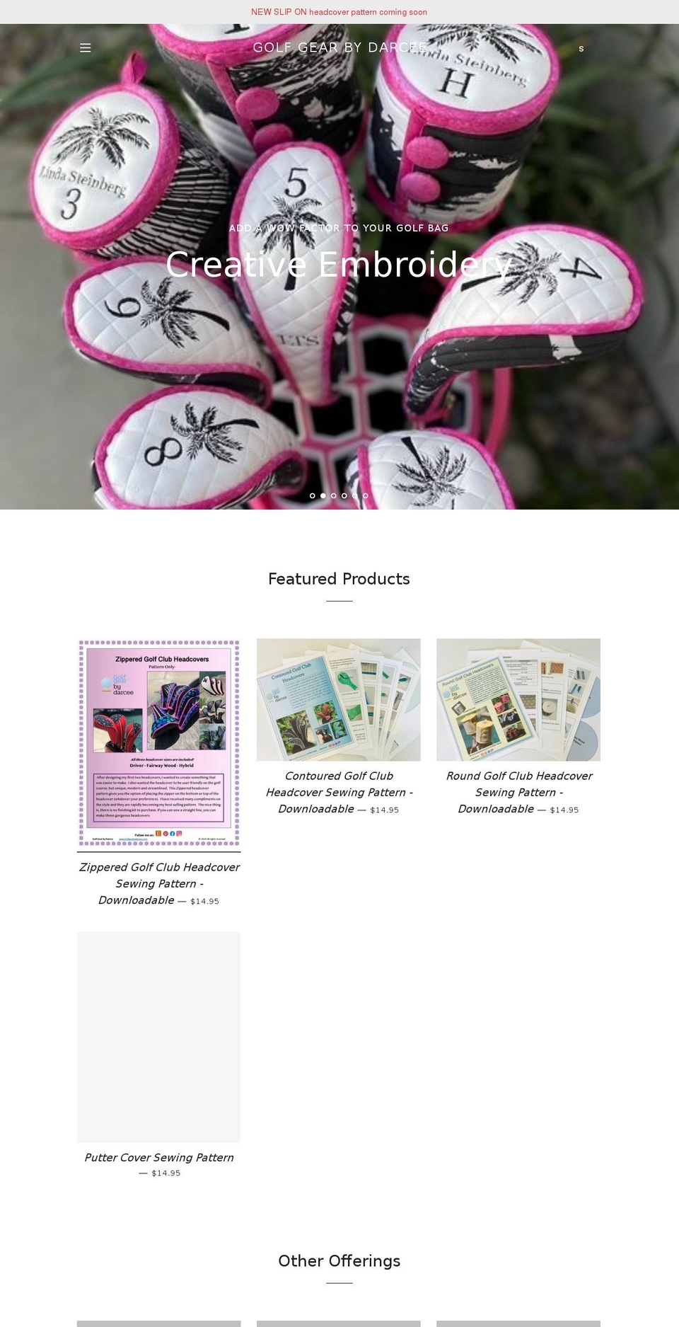 golfgearbydarcee.com shopify website screenshot