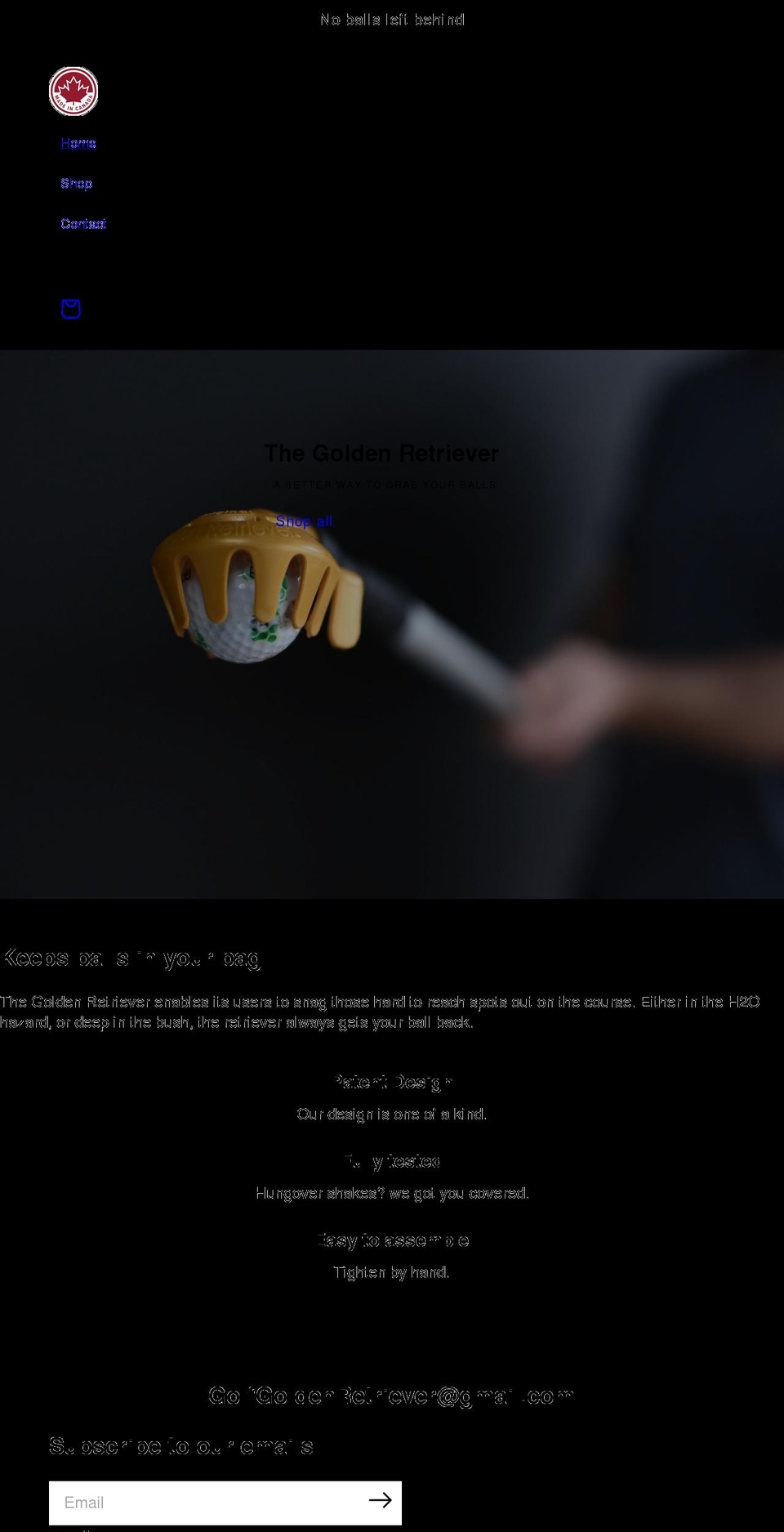 golfgoldenretriever.com shopify website screenshot