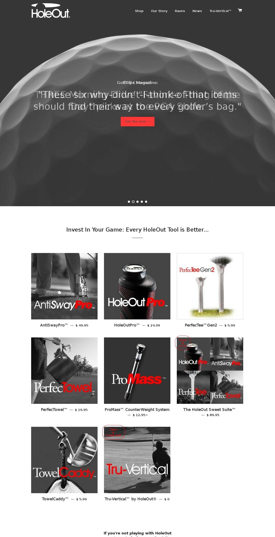 golfholeout.com shopify website screenshot