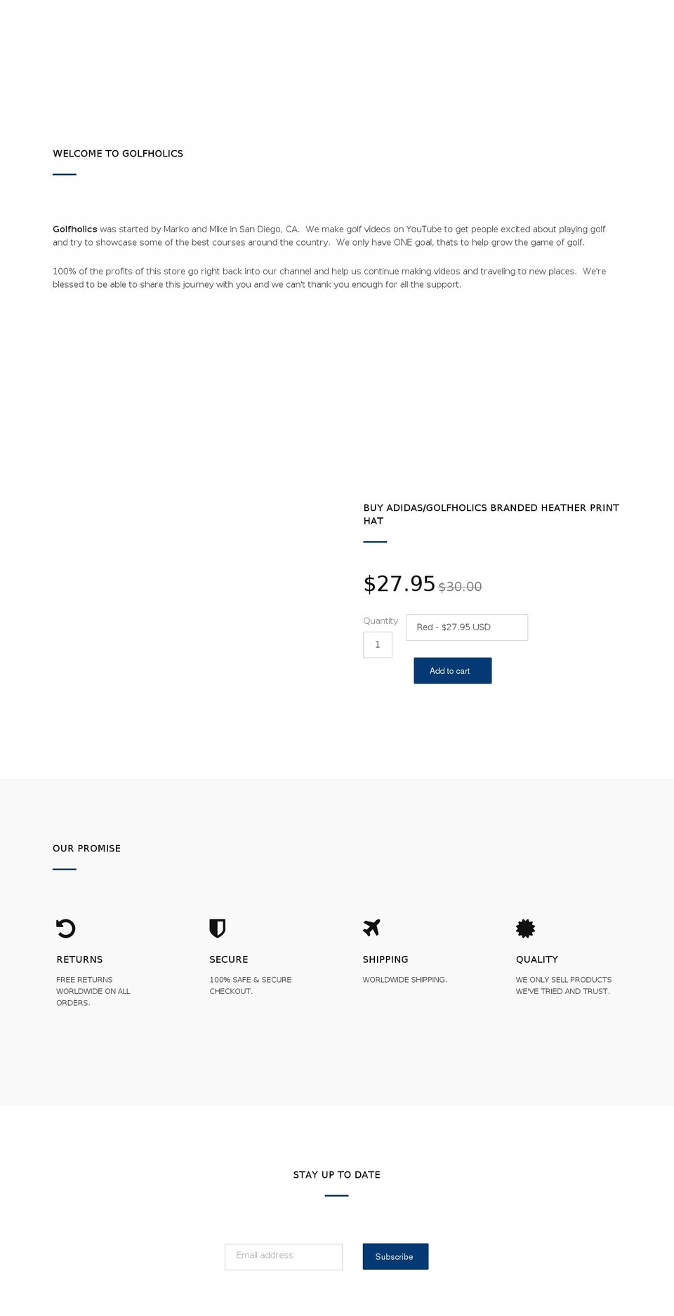 golfholics.com — Shopify storefront screenshot