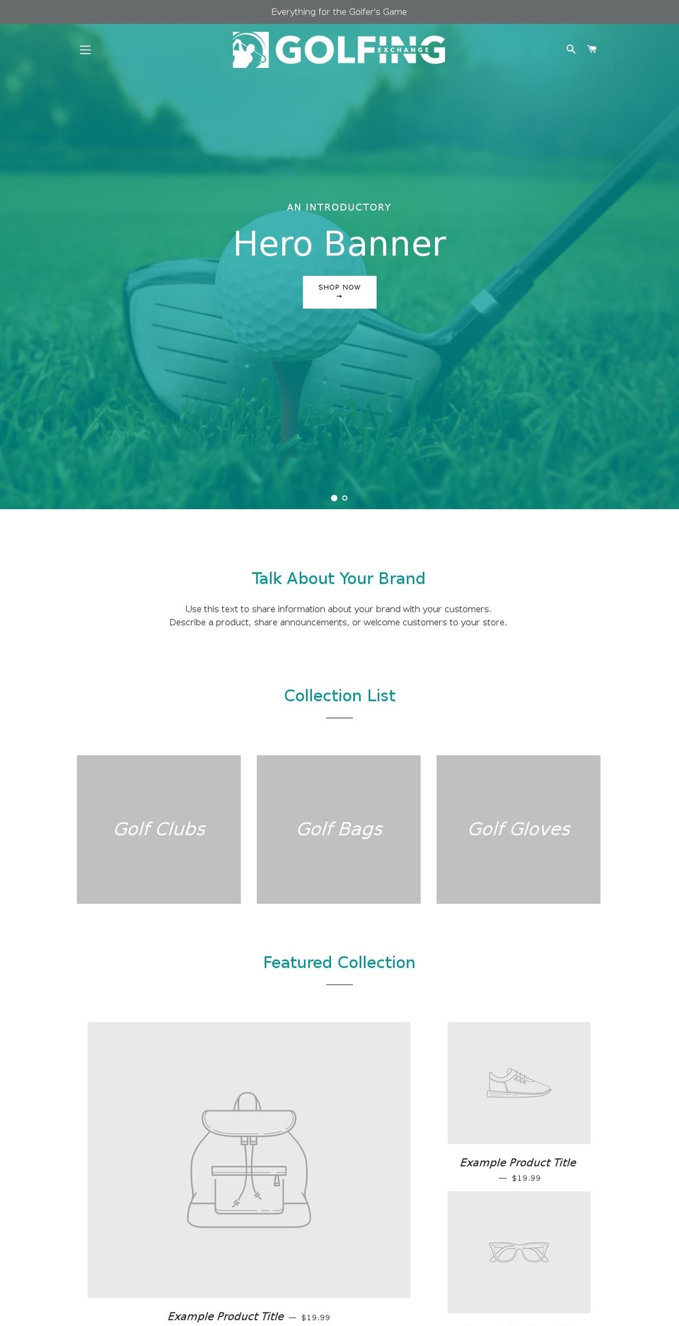 golfingexchange.com — Shopify storefront screenshot