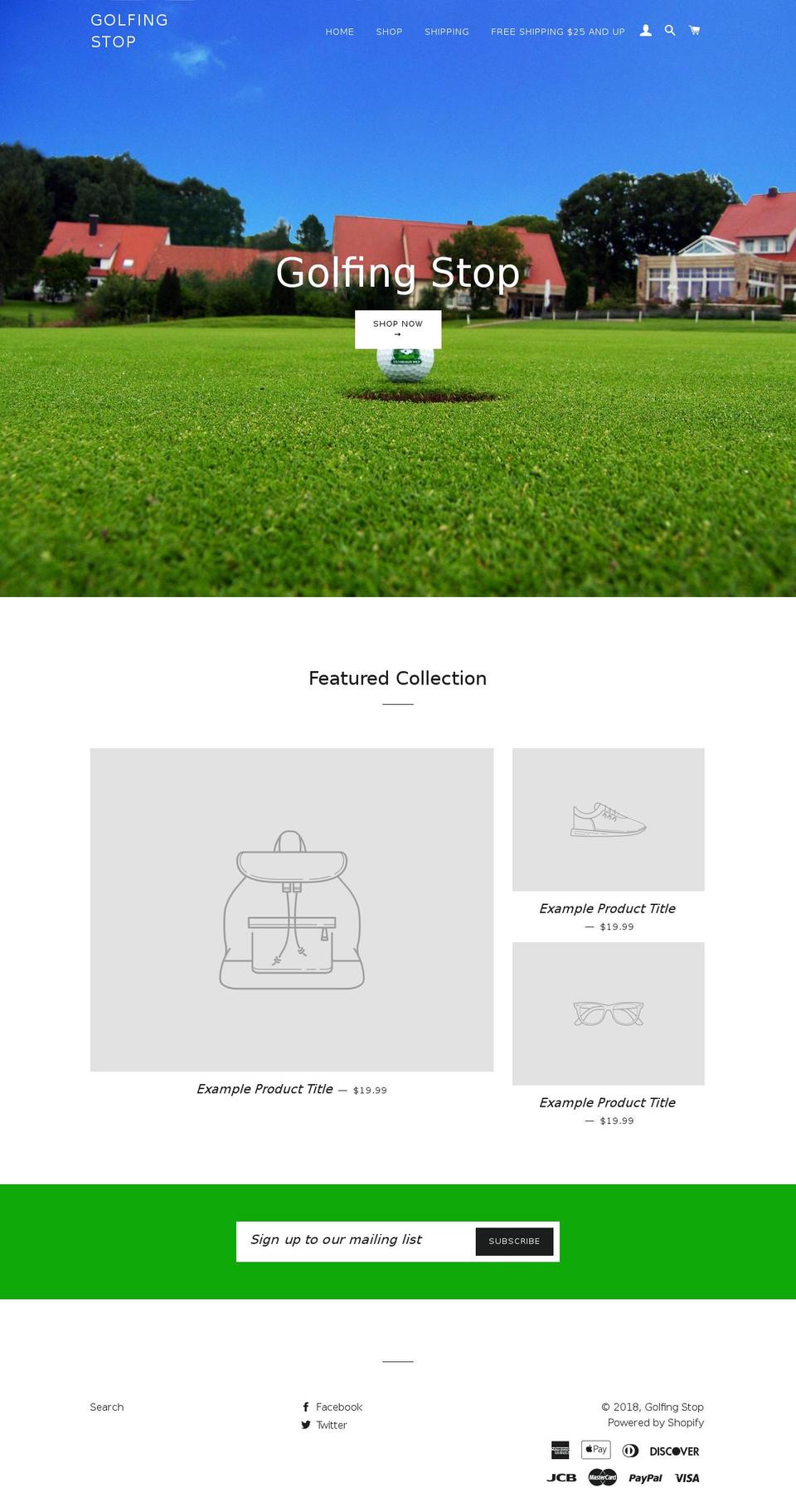 golfingstop.com — Shopify storefront screenshot