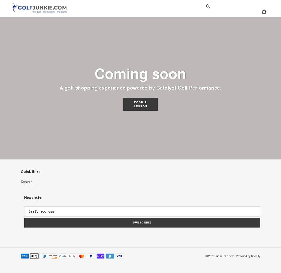 golfjunkie.com shopify website screenshot
