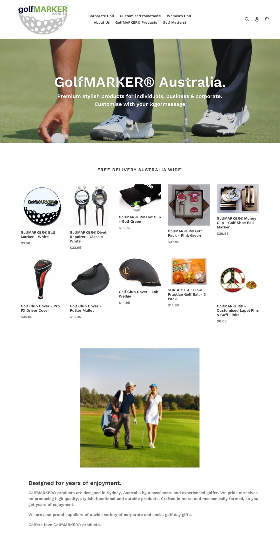 golfmarker.com.au shopify website screenshot