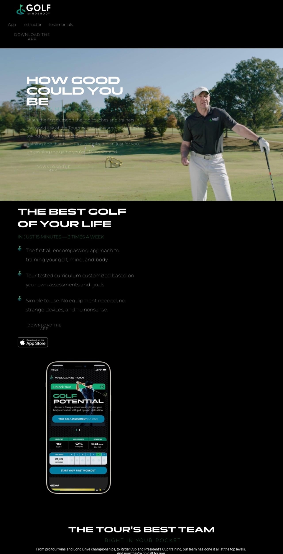 golfmindandbody.com shopify website screenshot