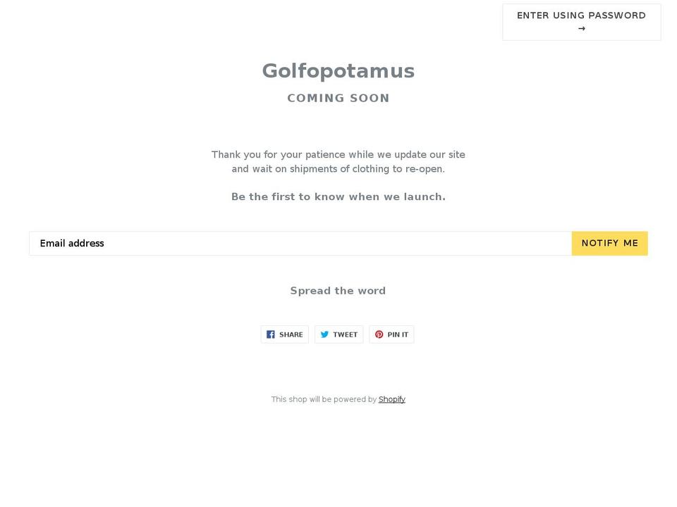 golfopotamus.com — Shopify storefront screenshot
