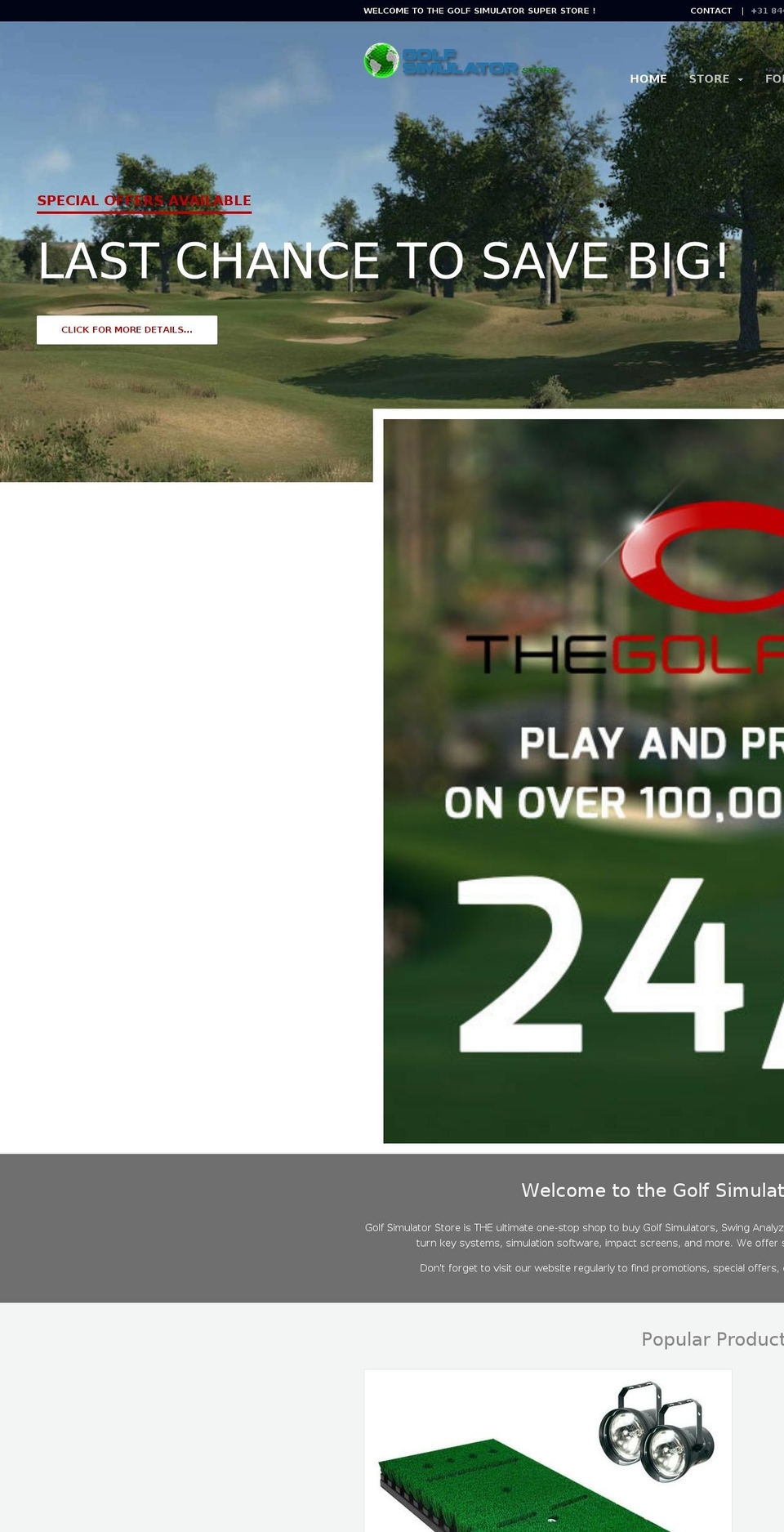 golfsimulatorsuperstore.com shopify website screenshot