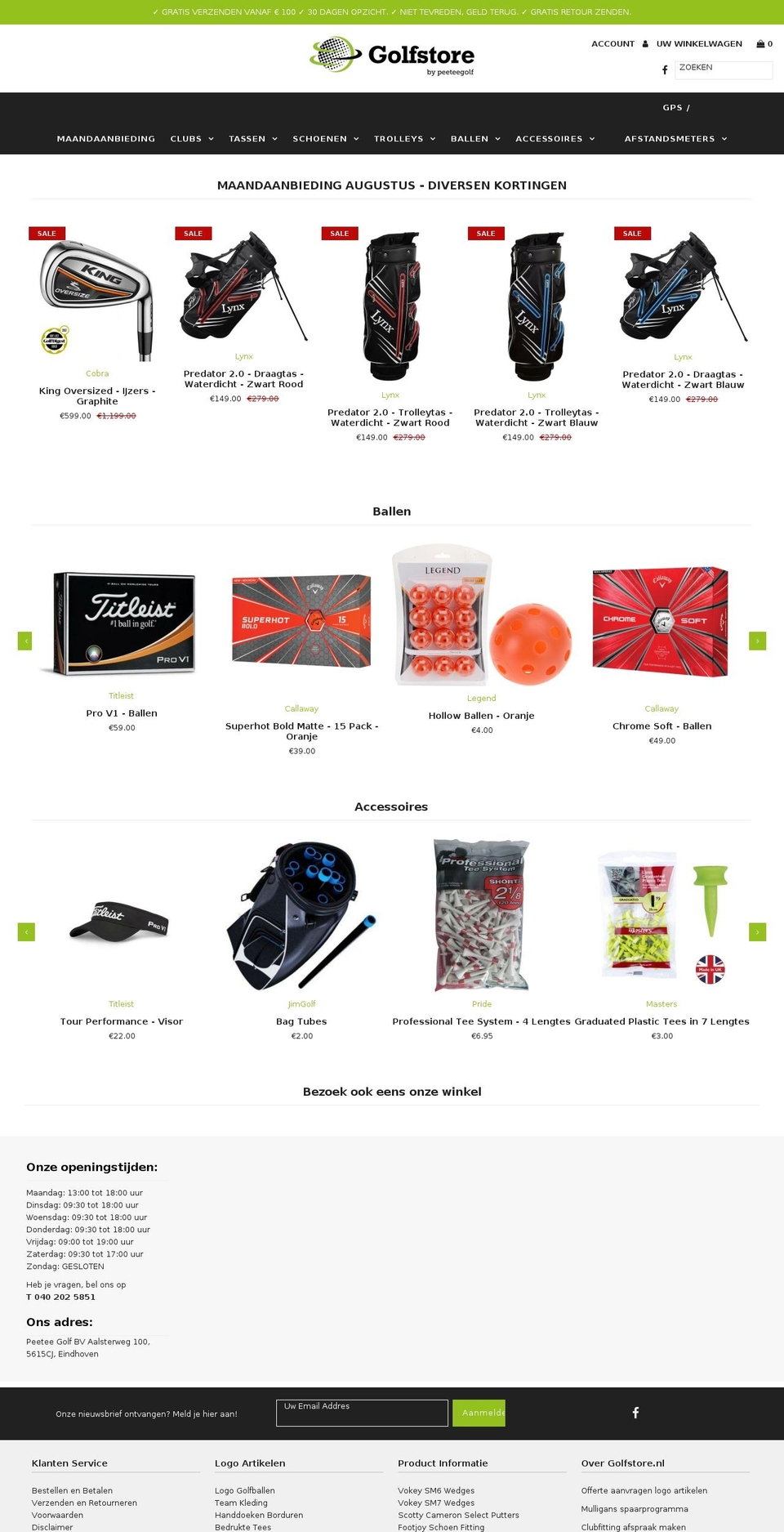 golfstore.nl shopify website screenshot