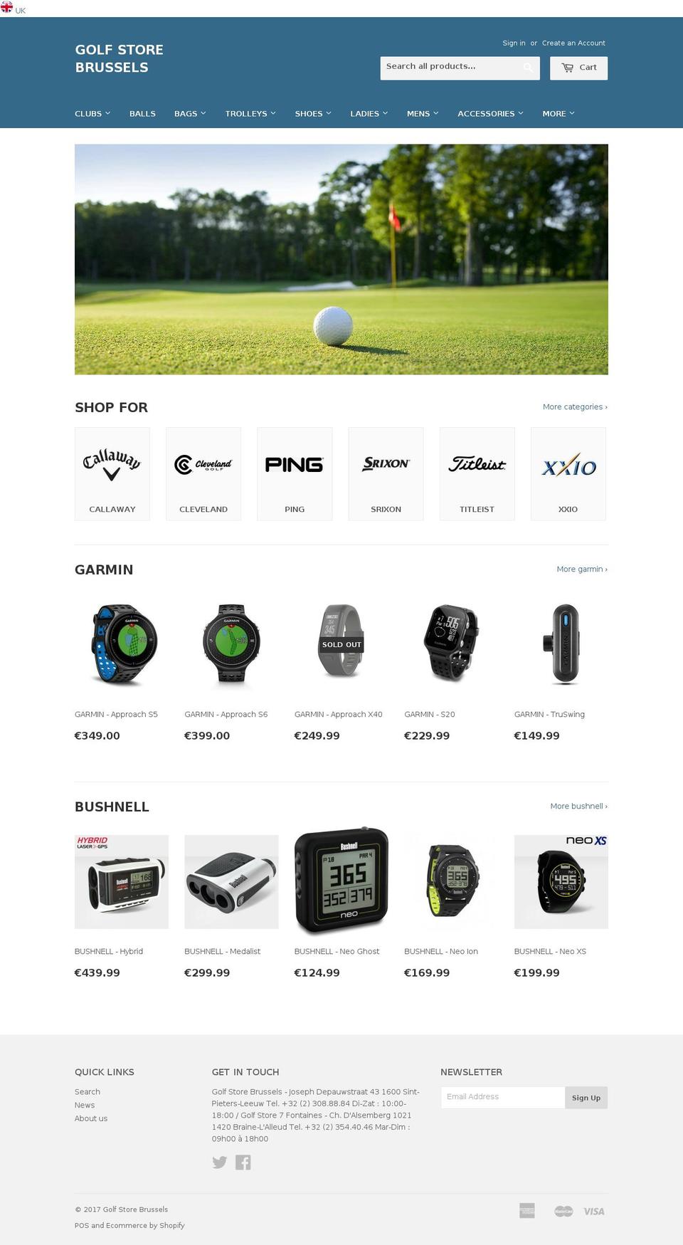 golfstores.be shopify website screenshot