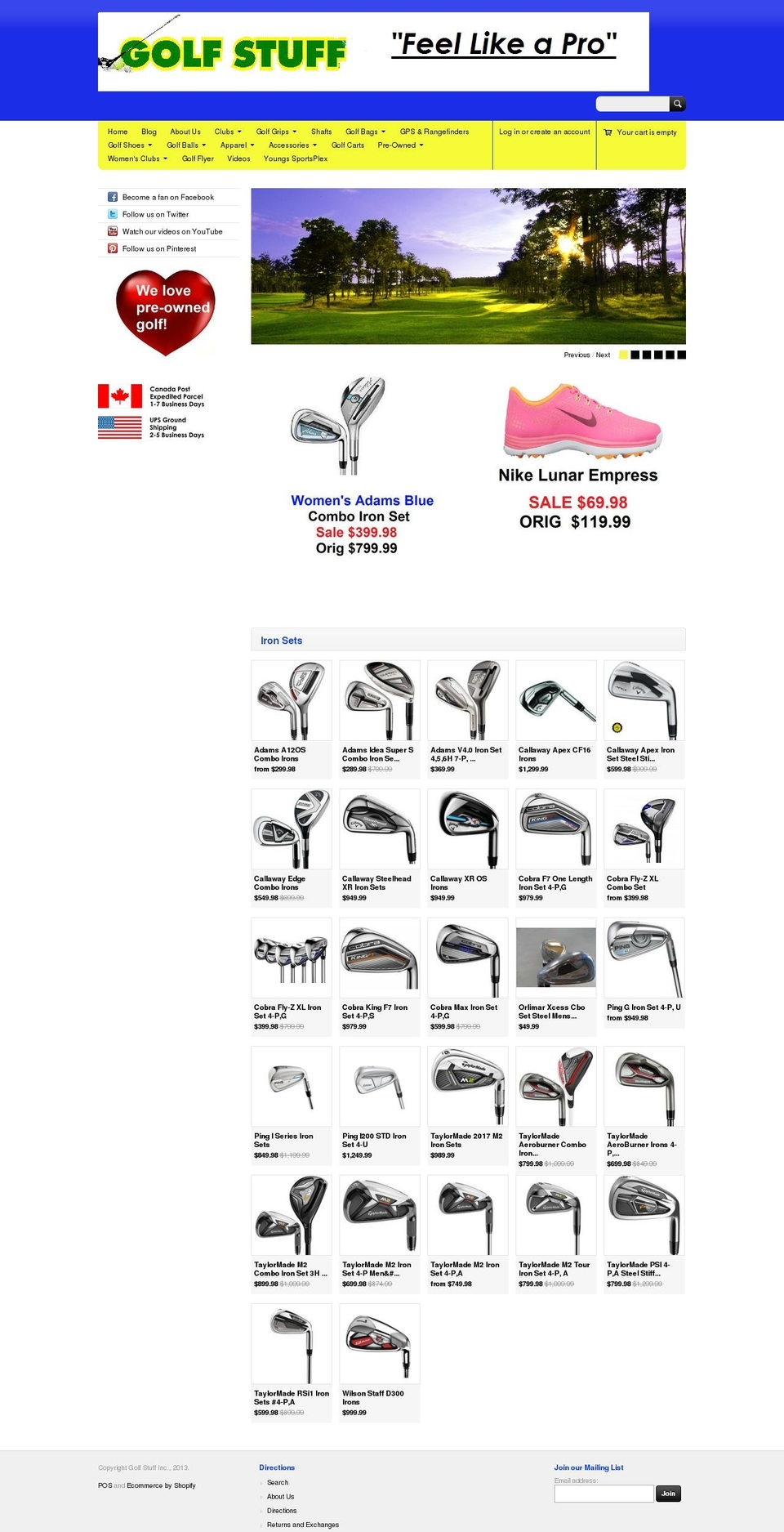 golfstuff.ca shopify website screenshot