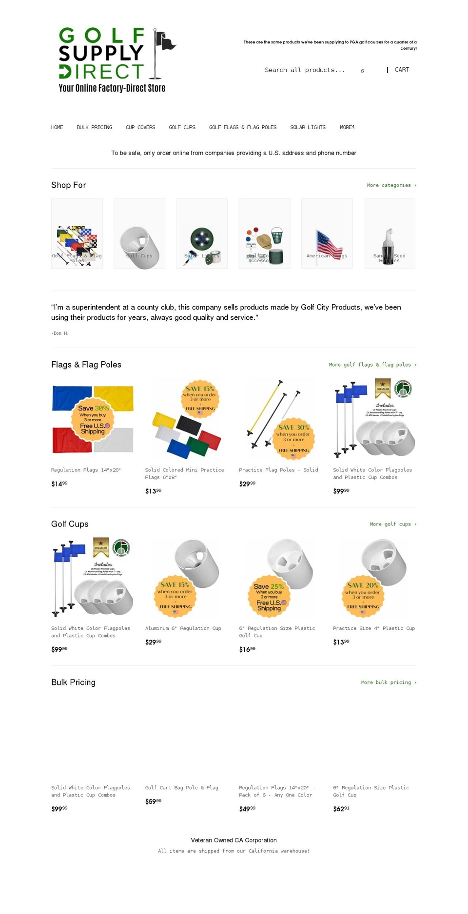 golfsupplydirect.com shopify website screenshot