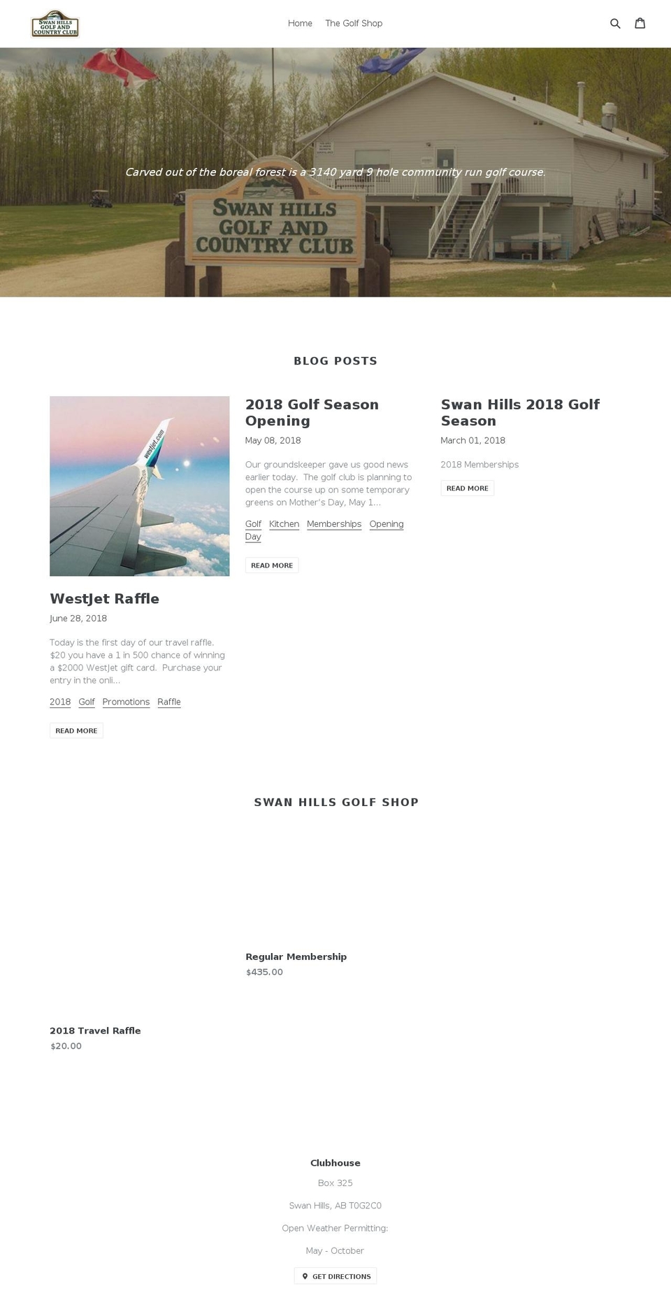 golfswanhills.com — Shopify storefront screenshot