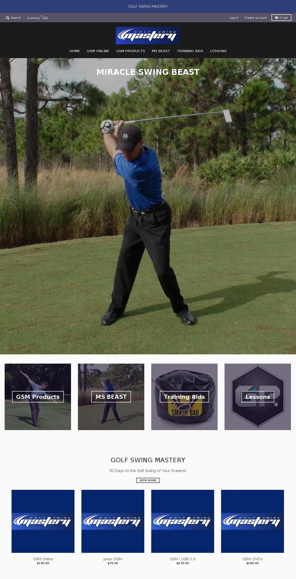golfswingmasteryshop.com shopify website screenshot