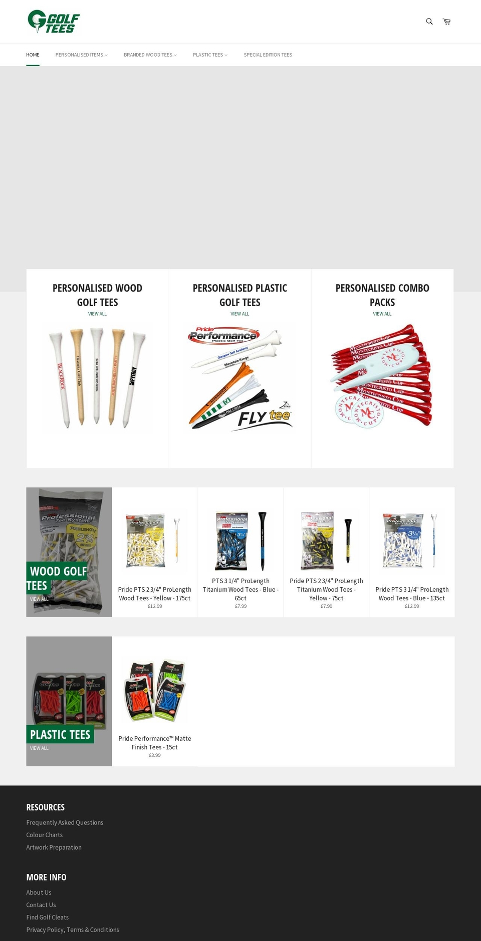 golftees.co.uk shopify website screenshot