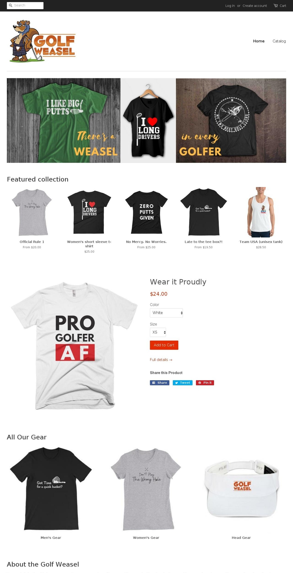 golfweasel.com shopify website screenshot