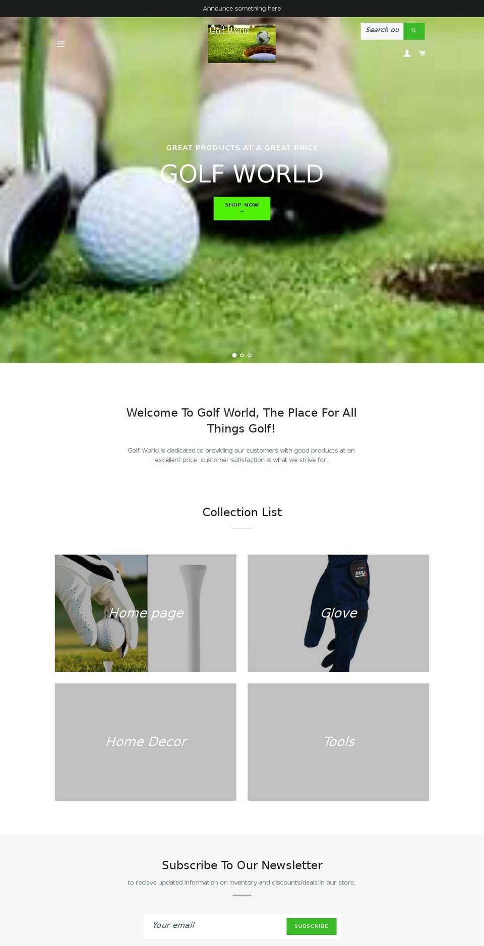 golfworldstore.com — Shopify storefront screenshot