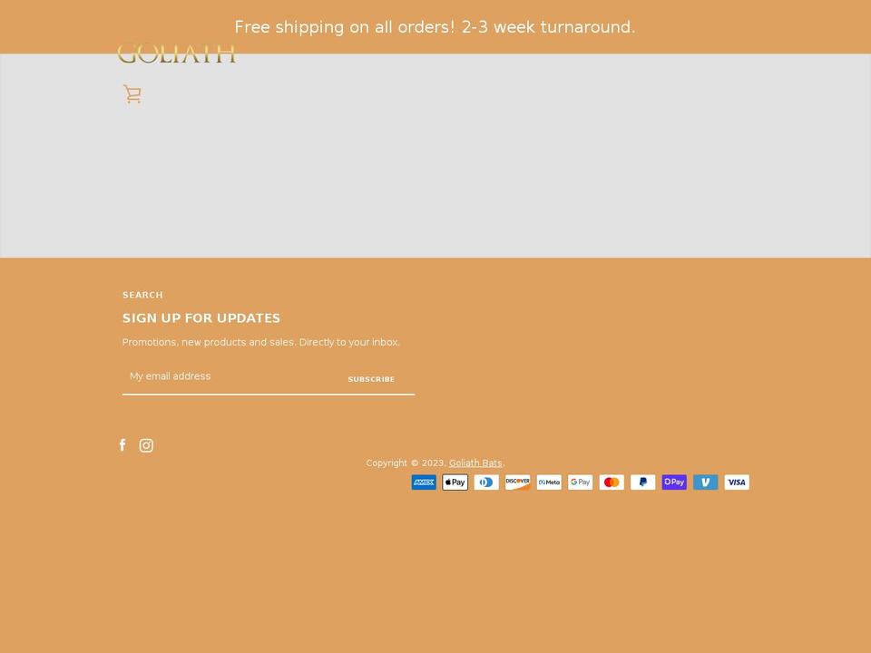 goliathbats.com shopify website screenshot
