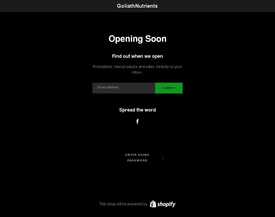 goliathnutrients.com shopify website screenshot